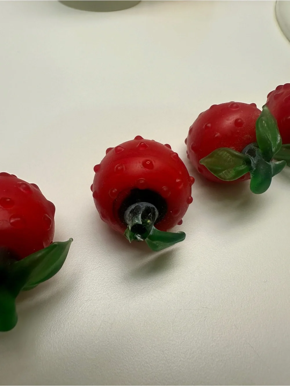 Vintage Red Strawberry Basket with Green Leaves